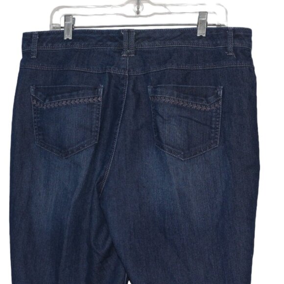 Gloria Vanderbilt Skimmer Jeans Womens 14 Blue Denim Capri Cuffed Dark Wash - Picture 8 of 11